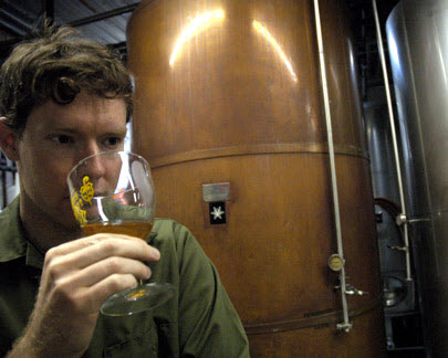 Sixpoint Craft Ales founder, Shane Welch, taste testing the ale.